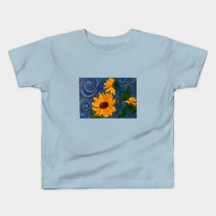 Sunflowers in the Wind Kids T-Shirt